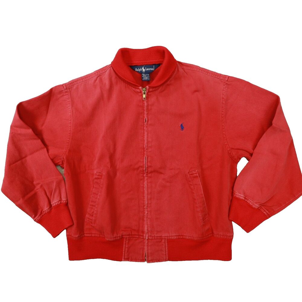 Ralph Lauren Vintage Men's Red Zip Up Denim Jacket size Small